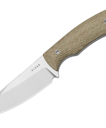 Kizer Field Mouse 14C28N Brown Micarta, feststehendes Messer, Kydexscheide